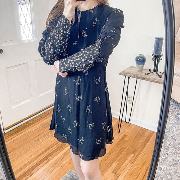 Tibi Lila Florence Mini Dress Black Floral 4 - Picture 3 of 11